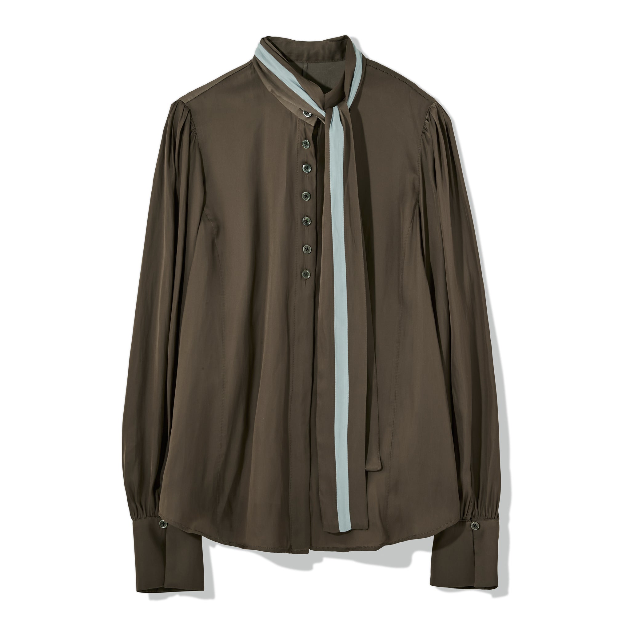 バイカラーリボンブラウス