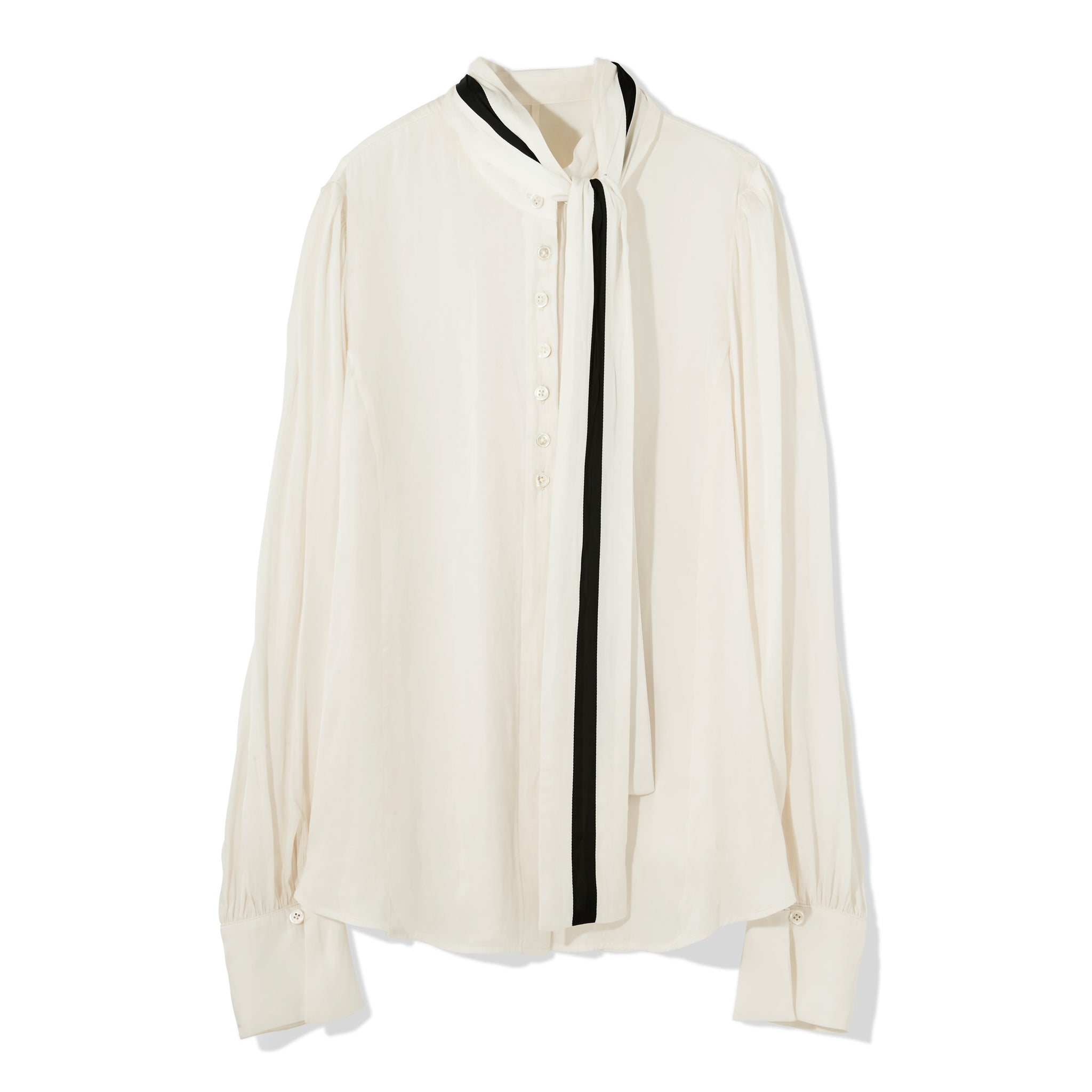 バイカラーリボンブラウス