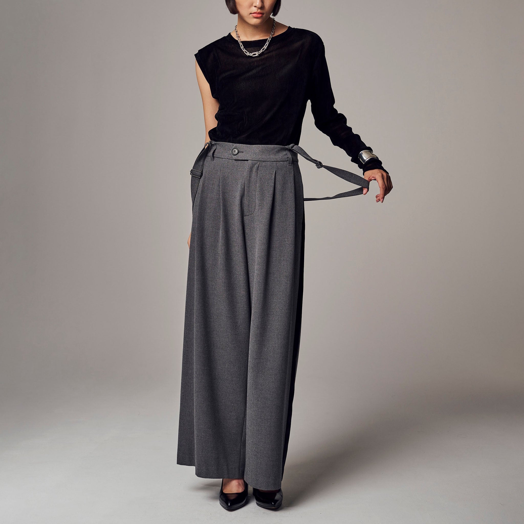 「レイヤード アシメトップス」スムースフロッキー