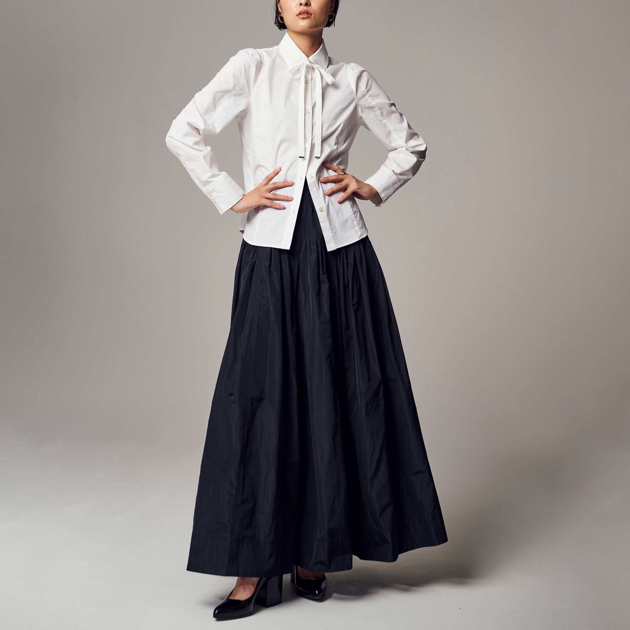 「ケアフリーギャザースカート」リュクスタフタ