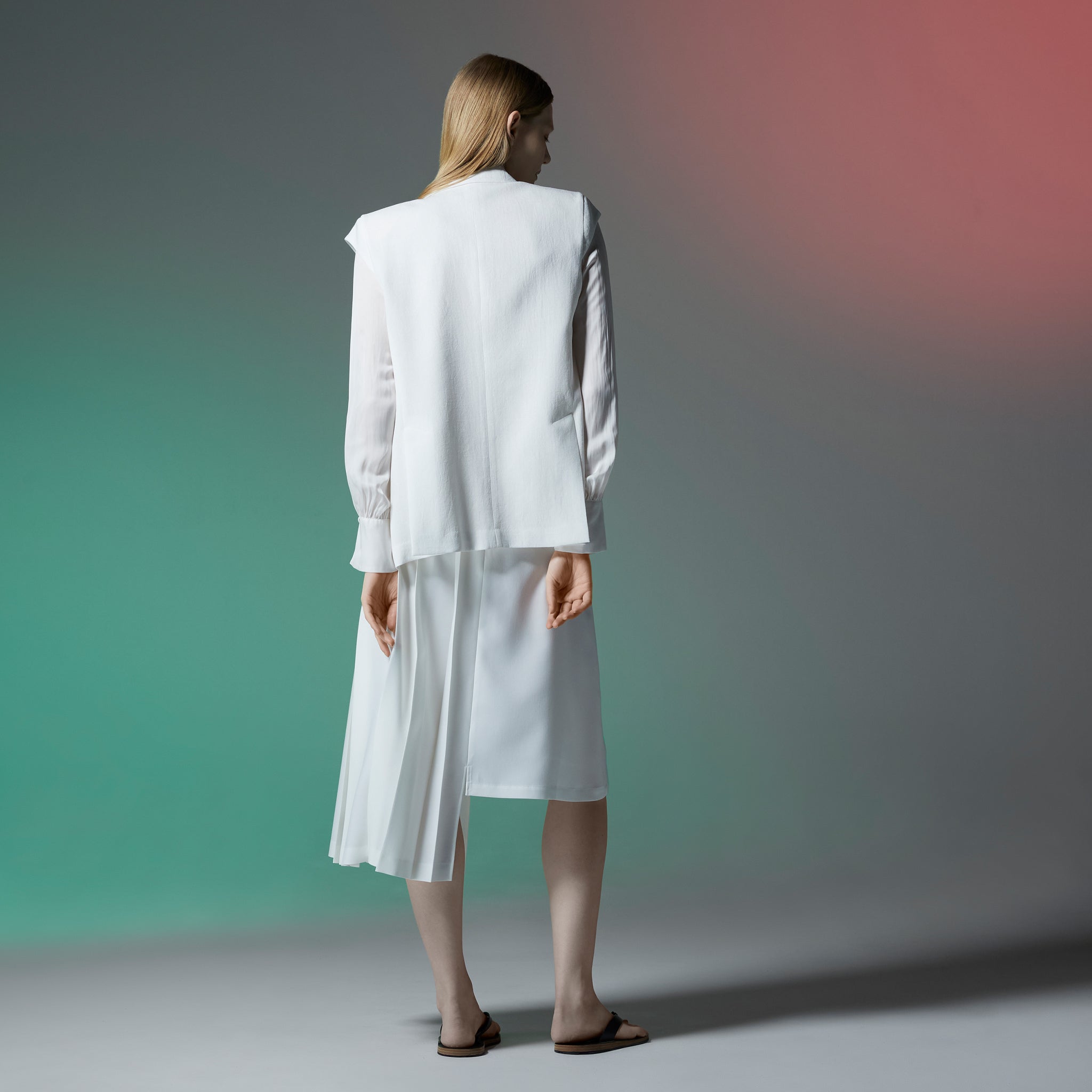 バイカラーリボンブラウス