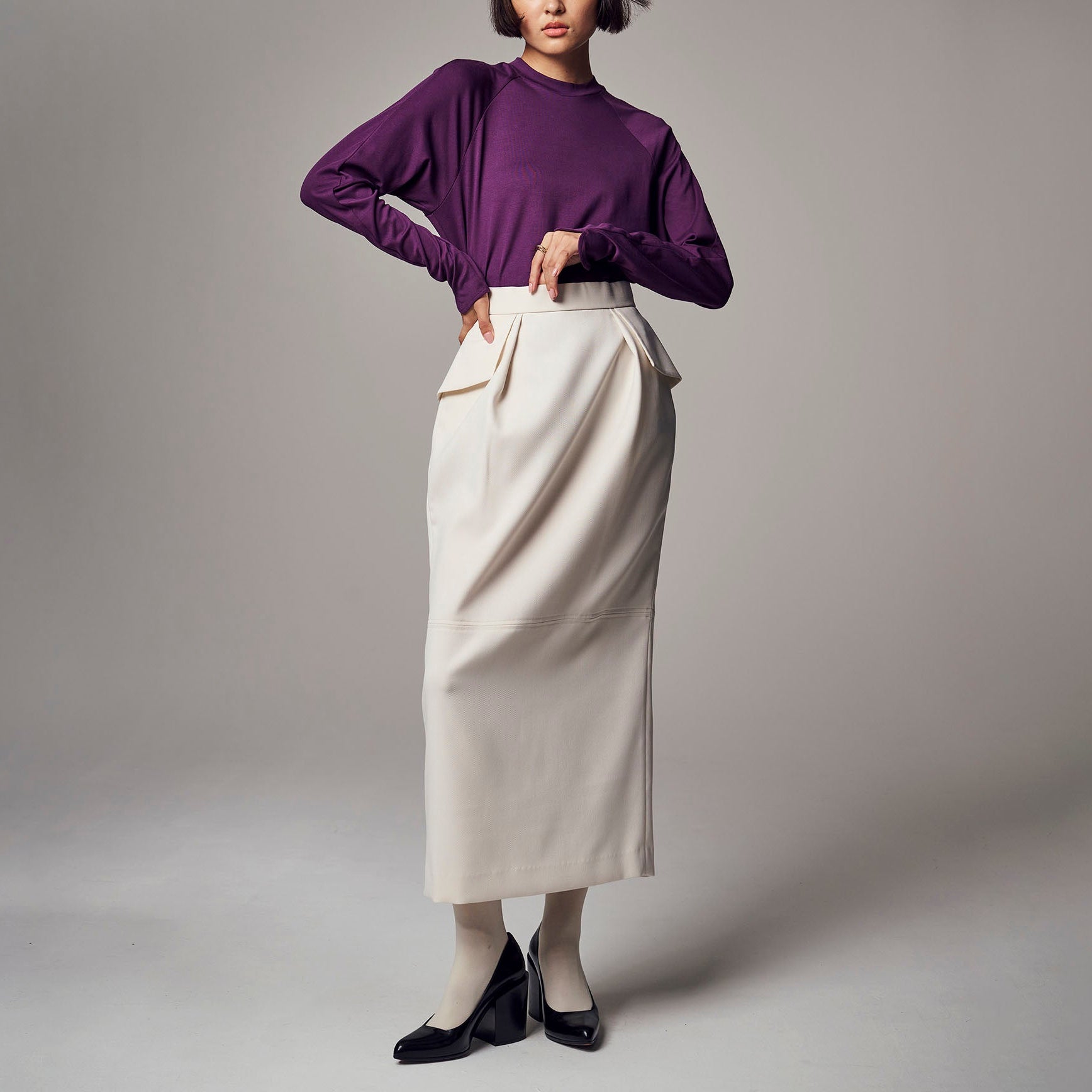 ロングレッグペンシルスカート」スペリオウールミックス